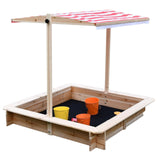 Nisip pentru copii Ginger Home cu acoperiș reglabil și protecție UV, 117x117x113 cm, din lemn - ideal pentru joacă în aer liber