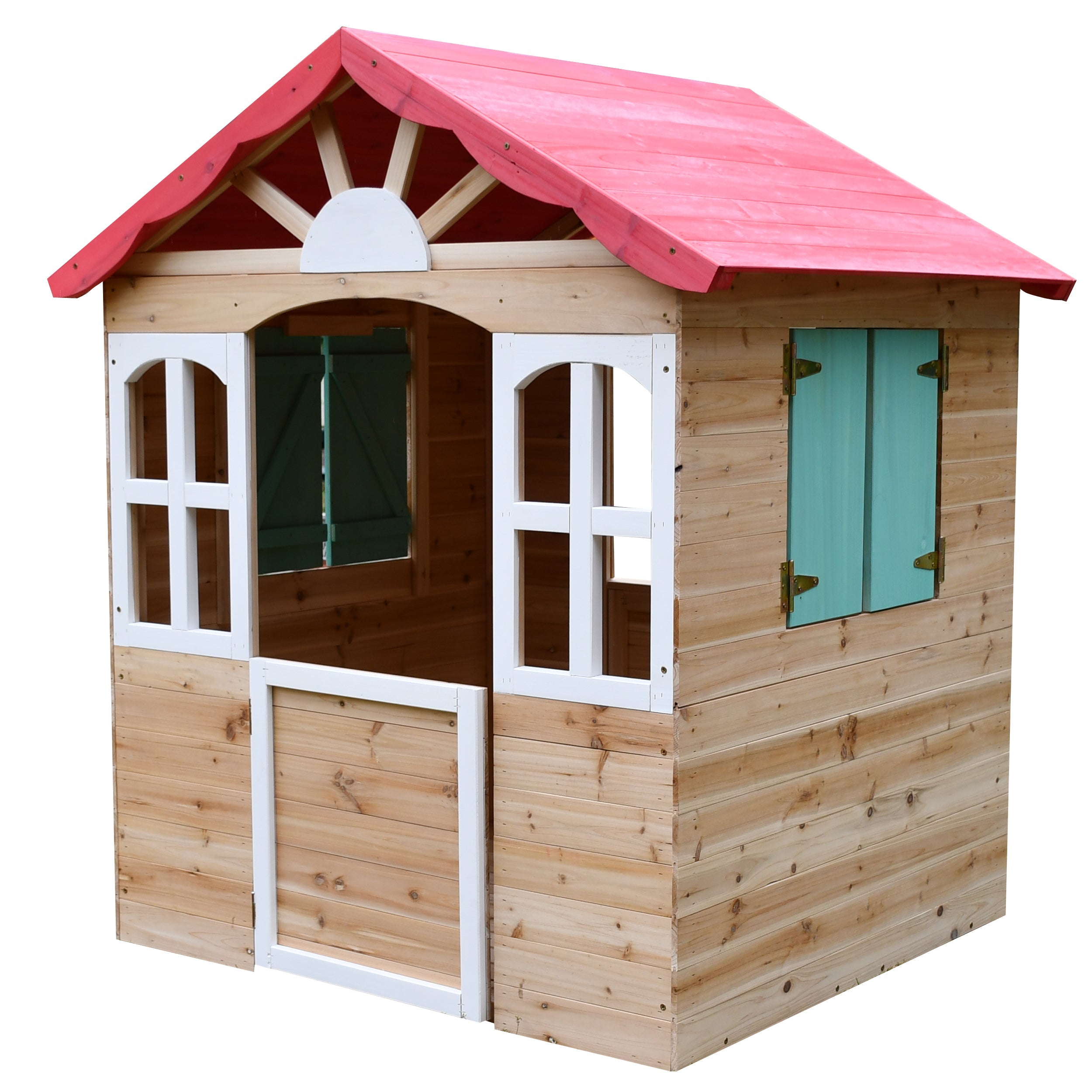 Детска Дървена Къщичка За Игра На Открито За Двор И Градина, 115×102×129 См Ginger Home