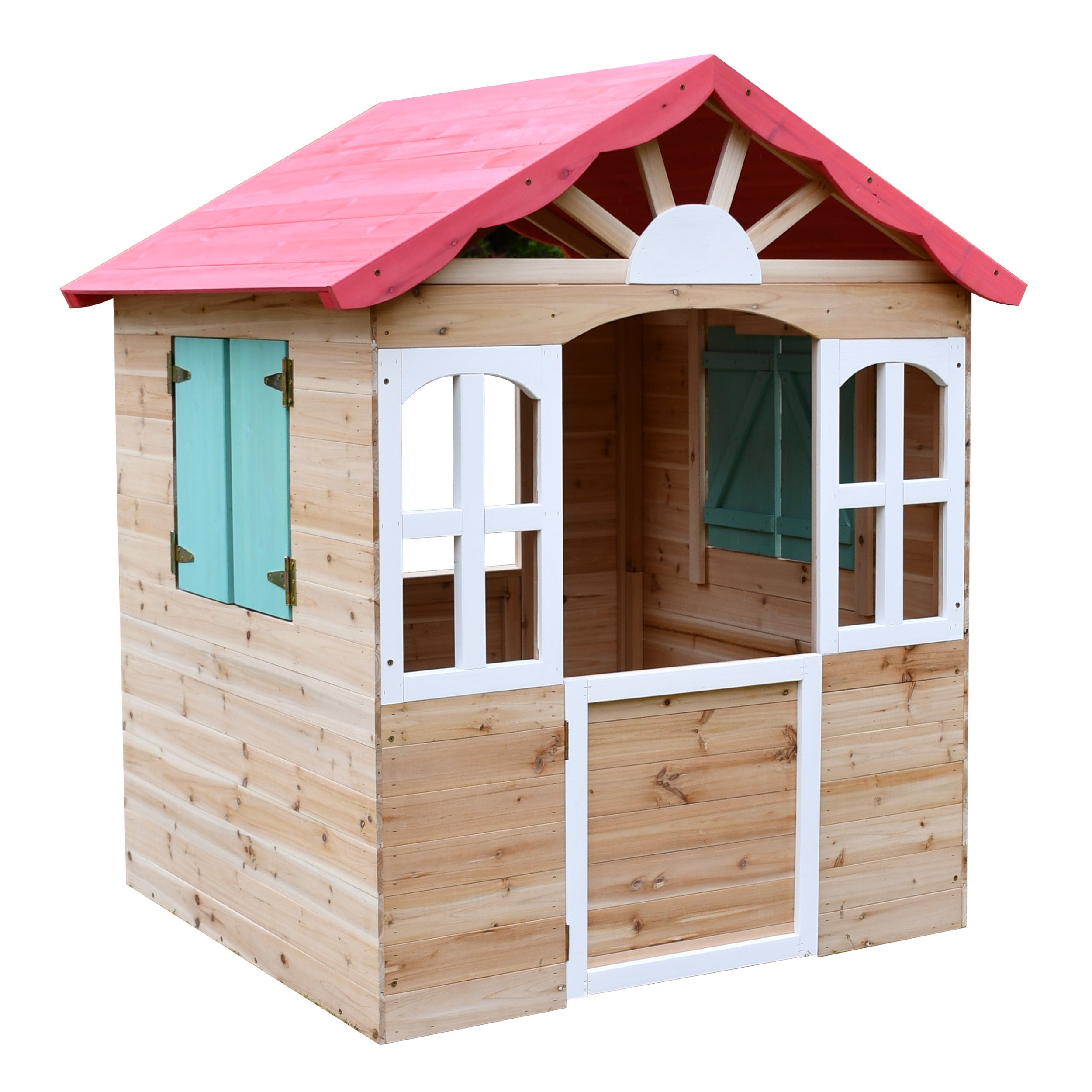 Детска Дървена Къщичка За Игра На Открито За Двор И Градина, 115×102×129 См Ginger Home