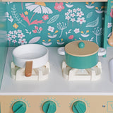 Bucătărie din lemn pentru copii Ginger Home - Stil vintage cu plite electronice, lumini, sunete și accesorii funcționale, 91x31x90 cm