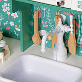 Bucătărie din lemn pentru copii Ginger Home - Stil vintage cu plite electronice, lumini, sunete și accesorii funcționale, 91x31x90 cm