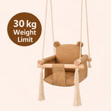 Детска Дървена Люлка Мече Мека Памучна Седалка, До 30 Кг, 28×28×196 См Ginger Home