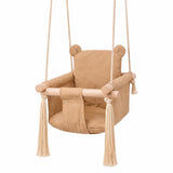 Детска Дървена Люлка Мече Мека Памучна Седалка, До 30 Кг, 28×28×196 См Ginger Home