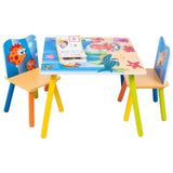 Ginger Home Masă și scaune din lemn pentru copii cu animale marine - Set pentru desen, joacă, învățare și mâncare