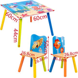 Ginger Home Masă și scaune din lemn pentru copii cu animale marine - Set pentru desen, joacă, învățare și mâncare