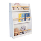 Raft de cărți pentru copii Ginger Home, organizator din lemn pentru cărți și jucării, culoare albă, pentru camera confortabilă a copiilor