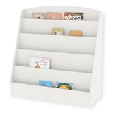Bibliotecă pentru copii Ginger Home, organizator cu rafturi pentru cărți și reviste, lemn, alb, 80x30x80 cm.