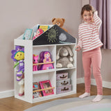 Детска Етажерка За Играчки И Книги Къща С Рафтoве И Дъска За Рисуване, Монтесори, Бяла, 72.5x40x95.8 См Ginger Home