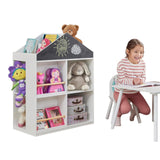 Детска Етажерка За Играчки И Книги Къща С Рафтoве И Дъска За Рисуване, Монтесори, Бяла, 72.5x40x95.8 См Ginger Home