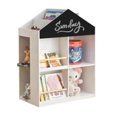 Детска Етажерка За Играчки И Книги Къща С Рафтoве И Дъска За Рисуване, Монтесори, Бяла, 72.5x40x95.8 См Ginger Home