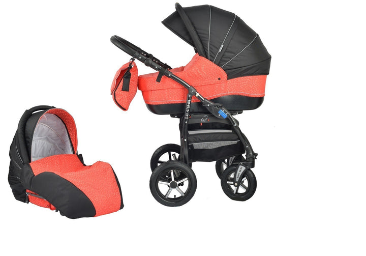 Детска количка Baby Merc 2 в 1 модел ZIPY черна с червено - Комбинирани Колички - Baby Merc - BebeMama