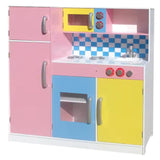 Bucătărie pentru copii Ginger Home, jucărie din lemn pentru jocuri de rol cu ​​design colorat, dimensiuni 90x30x90 cm