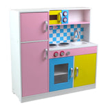 Bucătărie pentru copii Ginger Home, jucărie din lemn pentru jocuri de rol cu ​​design colorat, dimensiuni 90x30x90 cm