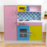Bucătărie pentru copii Ginger Home, jucărie din lemn pentru jocuri de rol cu ​​design colorat, dimensiuni 90x30x90 cm