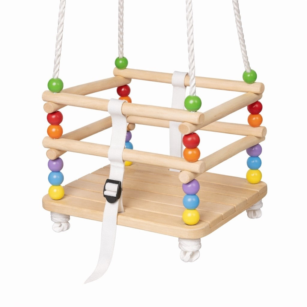 Детска Дървена Люлка С Колан И Бордове До 70 Кг, 30×30 См Ginger Home