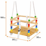 Детска Дървена Люлка С Колан И Бордове До 70 Кг, 30×30 См Ginger Home