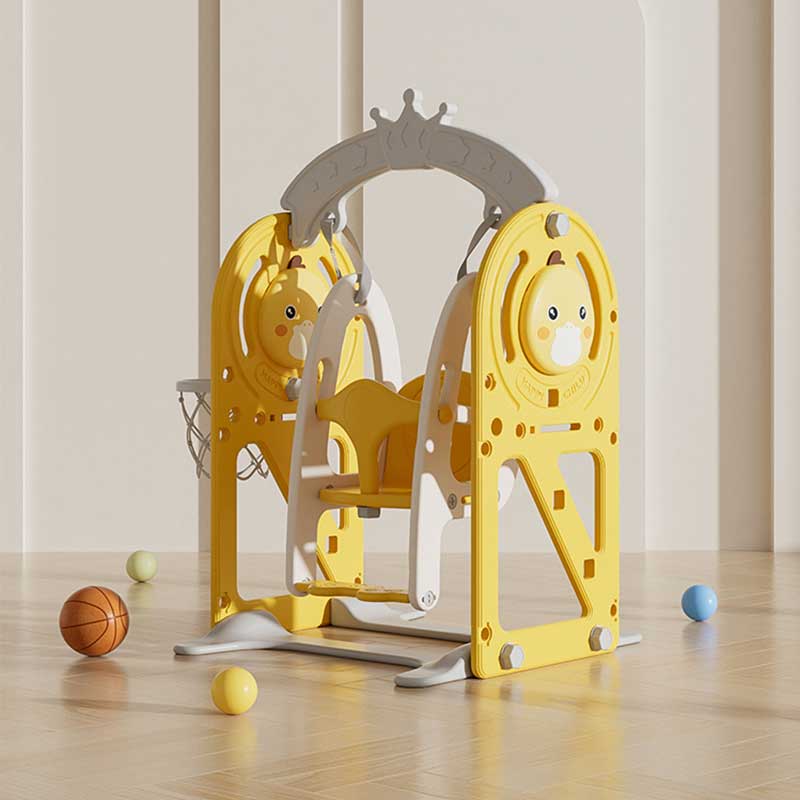 Детска Люлка С Баскетболен Кош И Интерактивни Елементи За Вътрешна Употреба, Жълта Feelkids