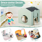 Masă pentru copii Ginger Home cu 2 scaune - Casă multifuncțională cu tablă, masă de desen și de citit