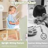 Masă pentru copii Ginger Home cu 2 scaune - Casă multifuncțională cu tablă, masă de desen și de citit