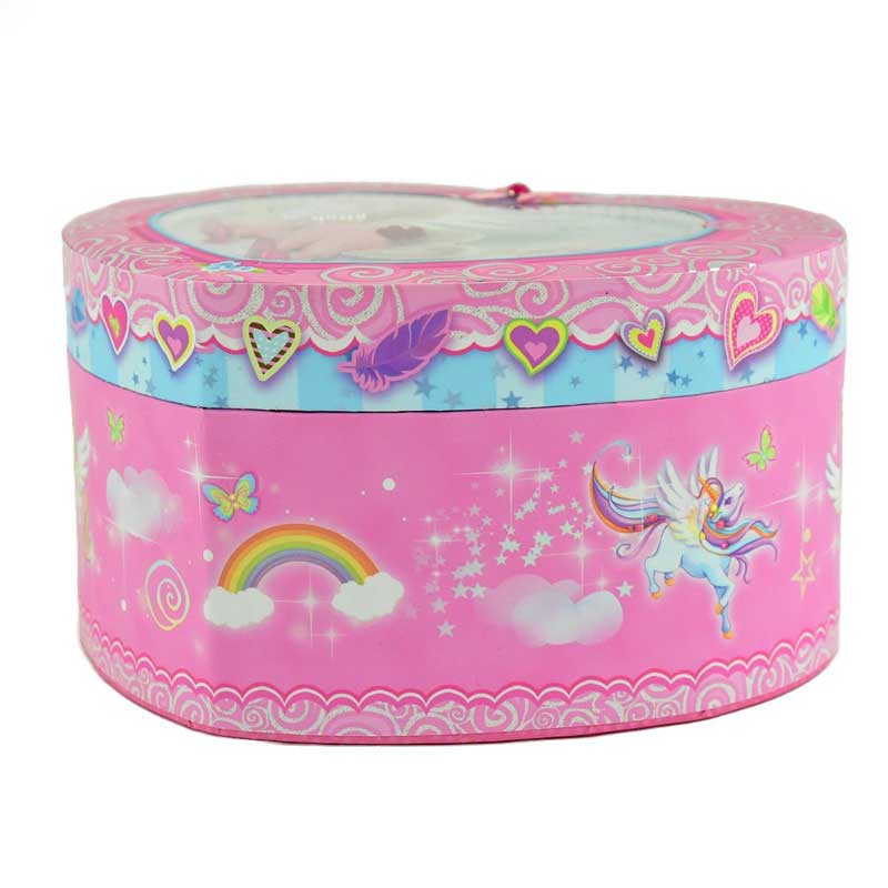 Cutie muzicală de bijuterii în formă de inimă pentru copii - „Unicorn roz”