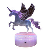 Lampă de noapte LED 3D pentru copii, unicorn înaripat, culori schimbătoare, 20 cm