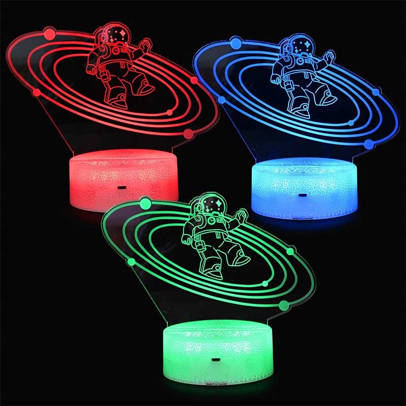 Lampă decorativă de noapte pentru copii 3D, Astronaut, Culori schimbătoare, 20 cm