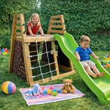 Детска Дървена Пързалка С Катерушка За Двор 285×152×123 См Ginger Home