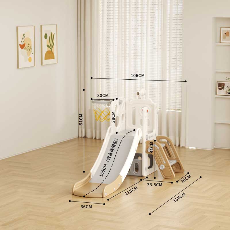 Детска Пързалка С Телескоп И Баскетболен Кош Кафява Feelkids