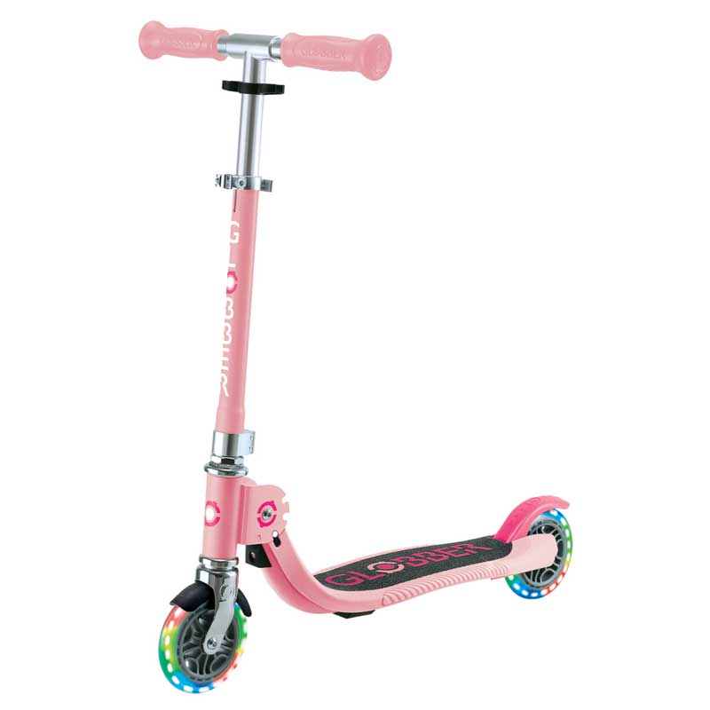 Детска Сгъваема Тротинетка С Две Светещи Колела Globber Flow Foldable Junior Lights - Розова - Тротинетки - Globber - BebeMama