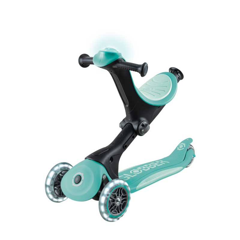 Детска Сгъваема Тротинетка С Родителски Контрол Globber Go Up Deluxe Flash Lights, Ментово Зелена