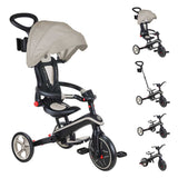 Tricicletă pentru copii 4 în 1 Globber Explorer Trike pliabilă, culoare bej