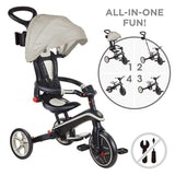 Tricicletă pentru copii 4 în 1 Globber Explorer Trike pliabilă, culoare bej