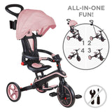 Tricicletă pentru copii 4 în 1 Globber Explorer, pliabilă, culoare roz