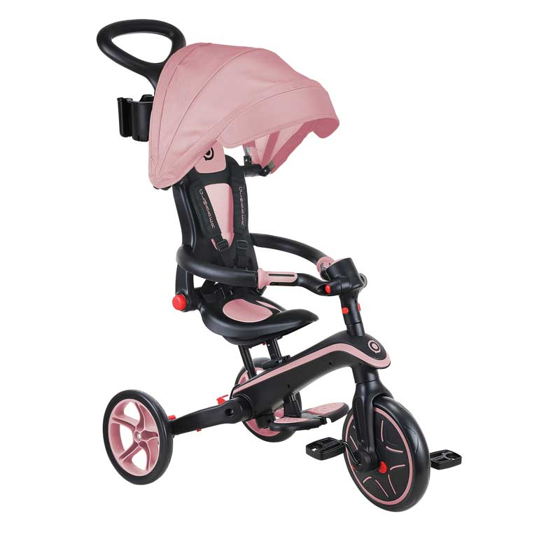 Tricicletă pentru copii 4 în 1 Globber Explorer, pliabilă, culoare roz