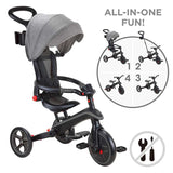 Tricicletă pentru copii 4 în 1 Globber Explorer Trike pliabilă, culoare gri-negru