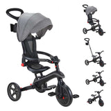 Tricicletă pentru copii 4 în 1 Globber Explorer Trike pliabilă, culoare gri-negru