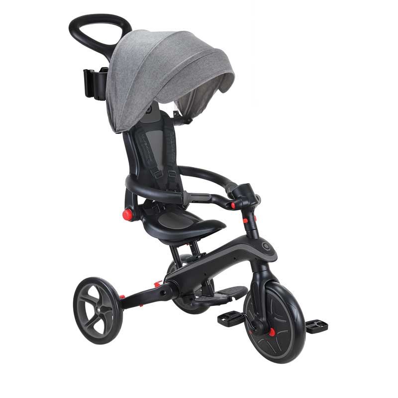 Tricicletă pentru copii 4 în 1 Globber Explorer Trike pliabilă, culoare gri-negru