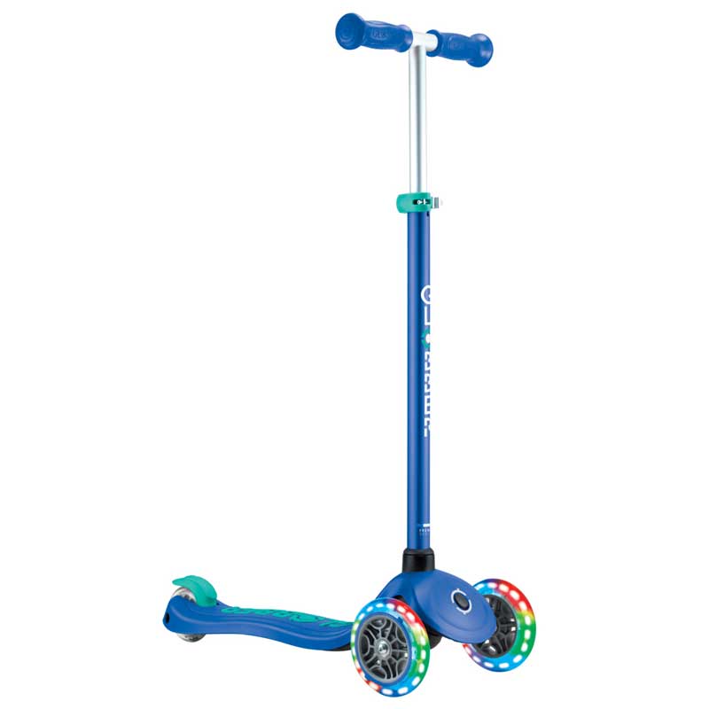 Детска Тротинетка С 3 Светещи Колела Globber Primo Plus Lights, Синьо - Зелена --- BebeMama