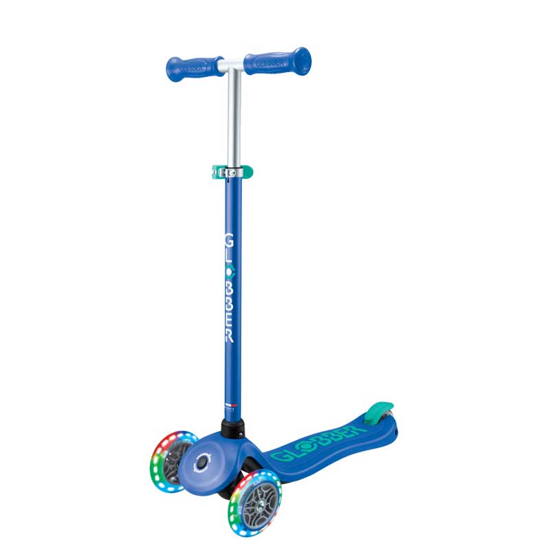 Детска Тротинетка С 3 Светещи Колела Globber Primo Plus Lights, Синьо - Зелена - Тротинетки - Globber - BebeMama