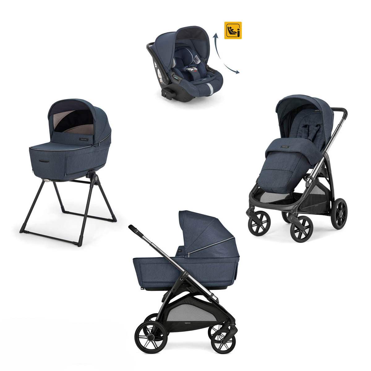 Детска Количка 4 В 1 Inglesina Aptica System Quattro Darwin Infant Recline - Resort Blue / Litio Black