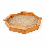 Детски Дървен Пясъчник 8 Странен Модел С 4 Седалки, 134.5×134.5 См Ginger Home