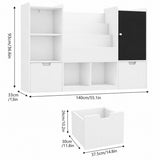 Детски Органайзер За Играчки С Черна Дъска, Етажерка, 2 Чекмеджета И 6 Отделения, Масивно Дърво И Mdf, 140x51x80 См Ginger Home