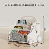 Детски Подвижен Органайзер С Дъска За Рисуване Сива Кола Feelkids