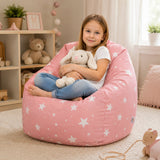 Детски Пуф Кресло Little Stars, 100% Памук, Розов Барбарон Със Звезди, 55x44x55 См Ginger Home