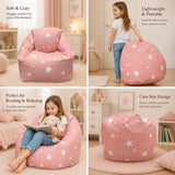 Детски Пуф Кресло Little Stars, 100% Памук, Розов Барбарон Със Звезди, 55x44x55 См Ginger Home