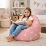 Детски Пуф Кресло Little Stars, 100% Памук, Розов Барбарон Със Звезди, 55x44x55 См Ginger Home