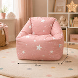 Детски Пуф Кресло Little Stars, 100% Памук, Розов Барбарон Със Звезди, 55x44x55 См Ginger Home