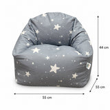 Детски Пуф Кресло Little Stars, 100% Памук, Сив Барбарон Със Звезди, 55x44x55 См Ginger Home