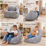 Детски Пуф Кресло Little Stars, 100% Памук, Сив Барбарон Със Звезди, 55x44x55 См Ginger Home