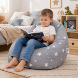 Детски Пуф Кресло Little Stars, 100% Памук, Сив Барбарон Със Звезди, 55x44x55 См Ginger Home